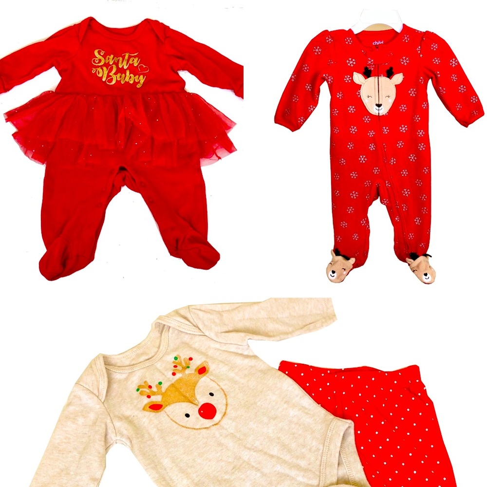 3 Christmas outfits for baby girl 3-6 months